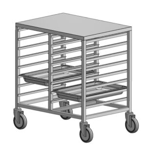GN container trolley for 16xGN-1/1 with top, stainless steel
